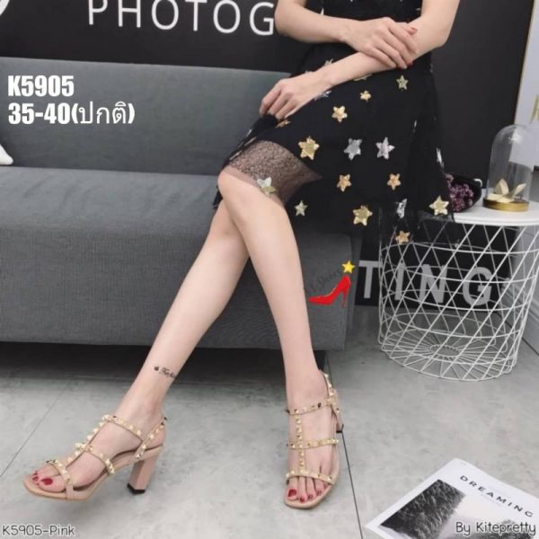 รองเท้าส้นแท่ง รัดส้น